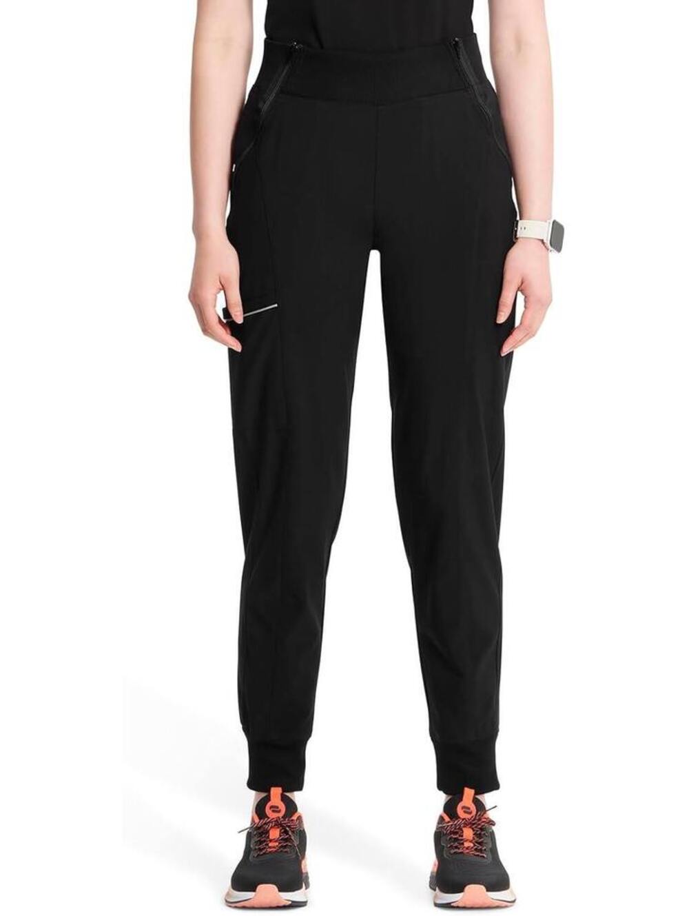 Cherokee Mid Rise Tapered Leg Bottoms Pants with Zippered Pockets,S